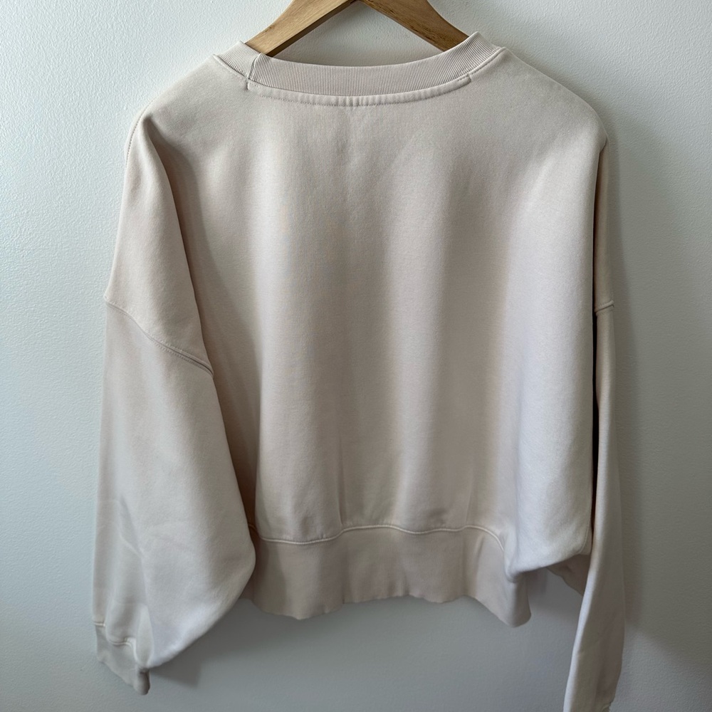 Adidas Cream Sweatshirt drop shoulder beige Crewneck - Picture 2 of 8